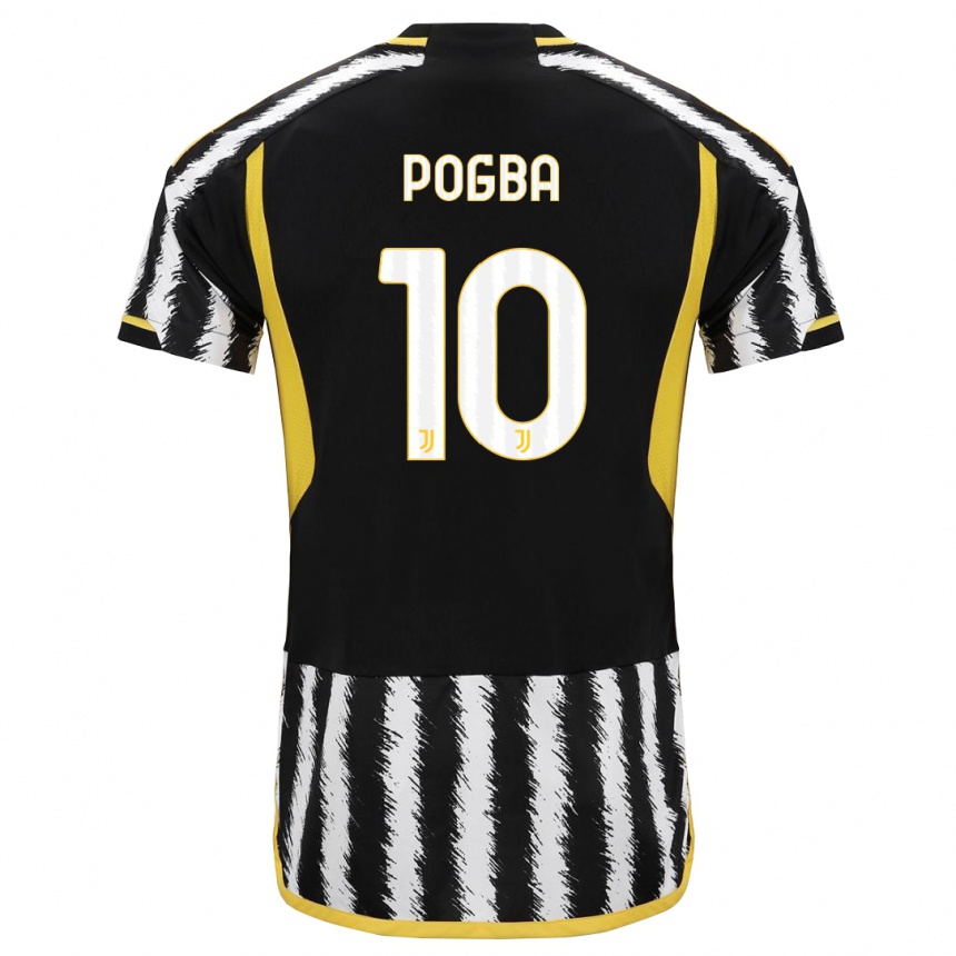 Women  Paul Pogba #10 Black White Home Jersey 2023/24 T-Shirt