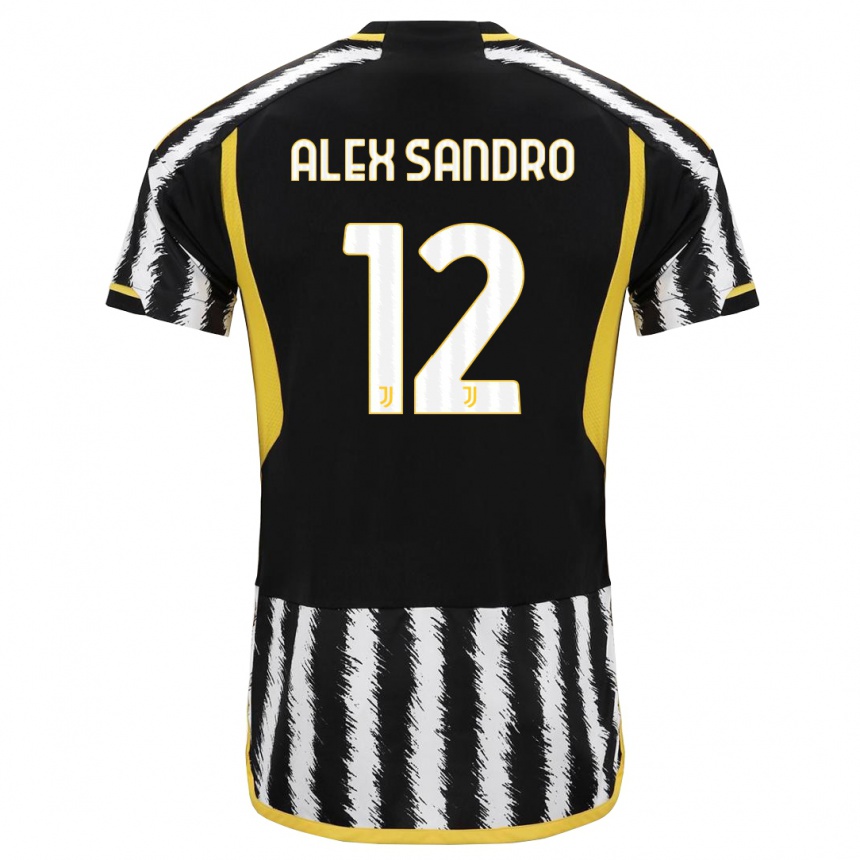 Women  Alex Sandro #12 Black White Home Jersey 2023/24 T-Shirt