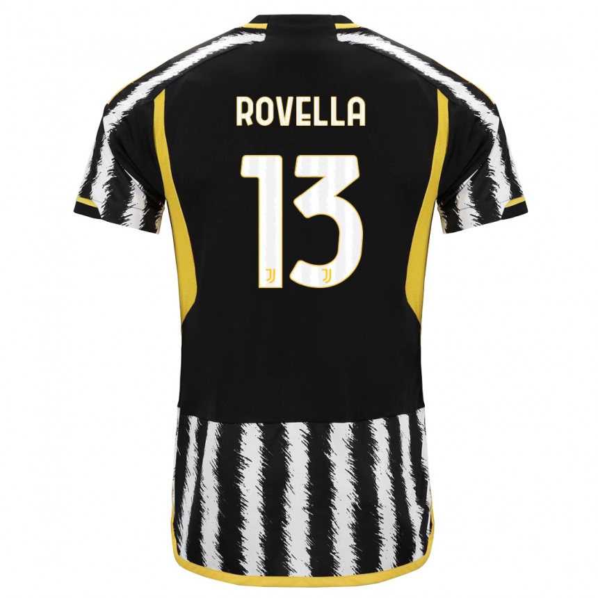 Women  Nicolo Rovella #13 Black White Home Jersey 2023/24 T-Shirt