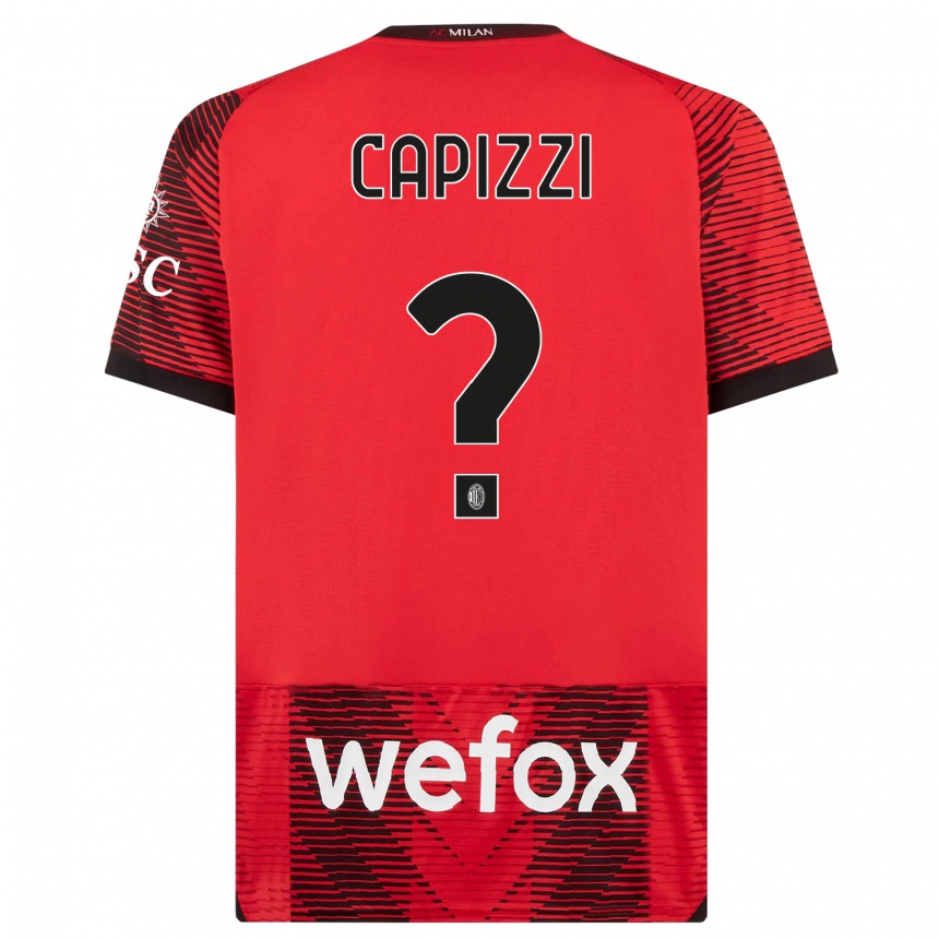 Women  Edoardo Capizzi #0 Red  Black Home Jersey 2023/24 T-Shirt