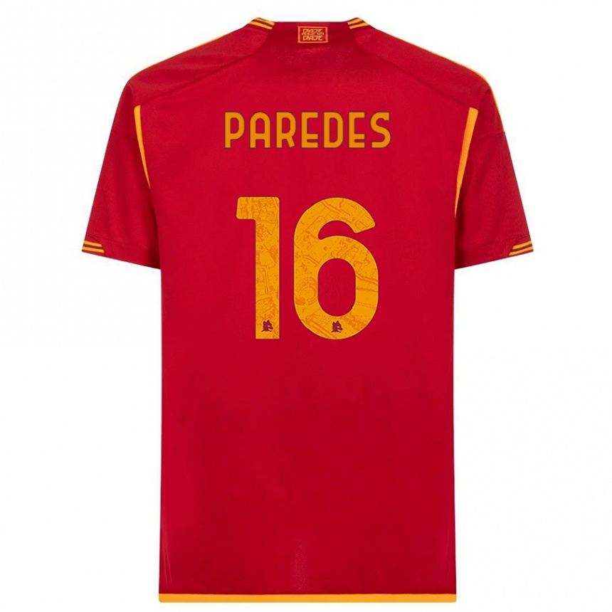 Women  Leandro Paredes #16 Red Home Jersey 2023/24 T-Shirt