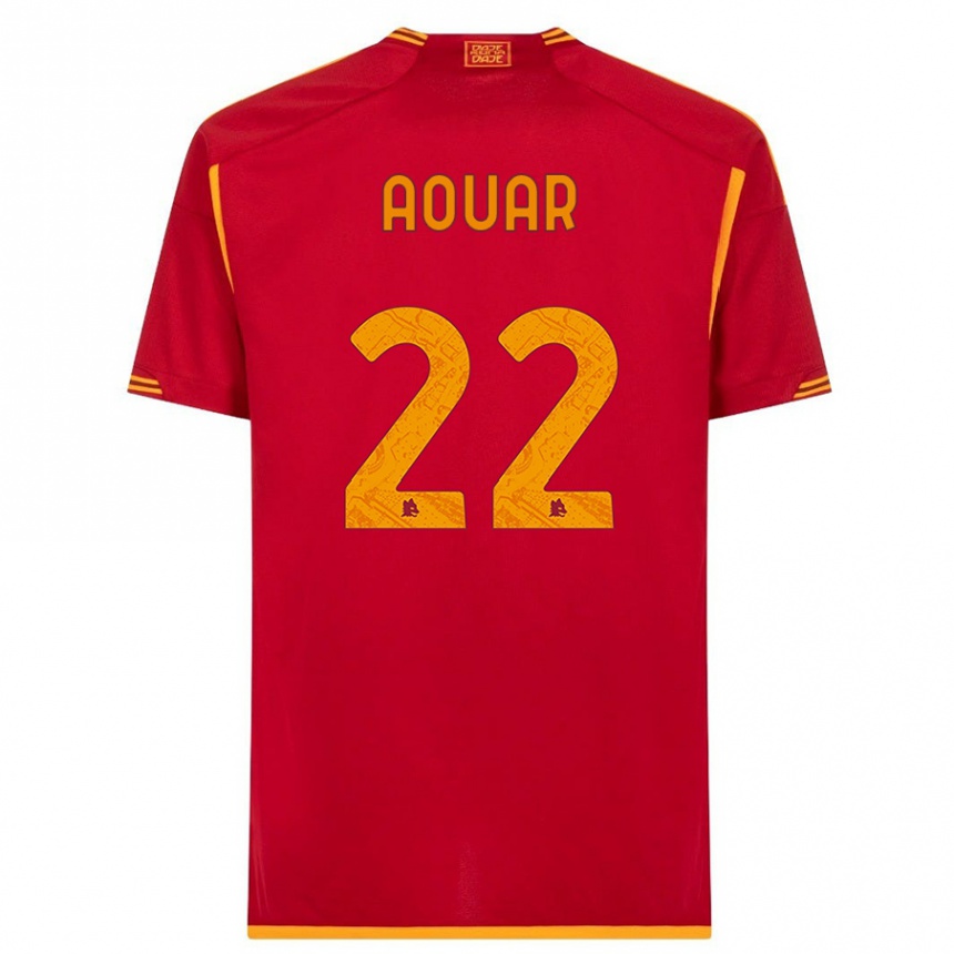 Women  Houssem Aouar #22 Red Home Jersey 2023/24 T-Shirt