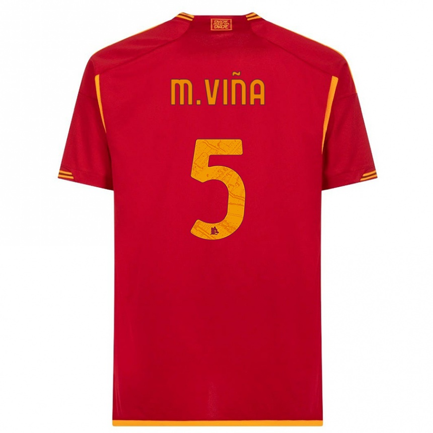 Women  Matias Vina #5 Red Home Jersey 2023/24 T-Shirt