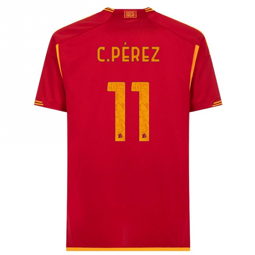 Women  Carles Perez #11 Red Home Jersey 2023/24 T-Shirt