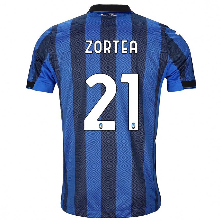 Women  Nadir Zortea #21 Black Blue Home Jersey 2023/24 T-Shirt