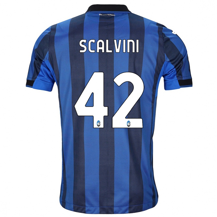 Women  Giorgio Scalvini #42 Black Blue Home Jersey 2023/24 T-Shirt