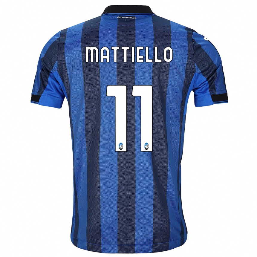 Women  Federico Mattiello #11 Black Blue Home Jersey 2023/24 T-Shirt