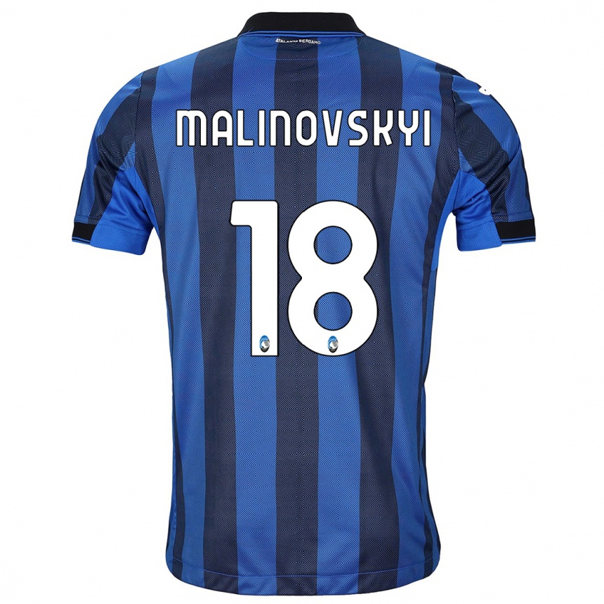 Women  Ruslan Malinovskyi #18 Black Blue Home Jersey 2023/24 T-Shirt