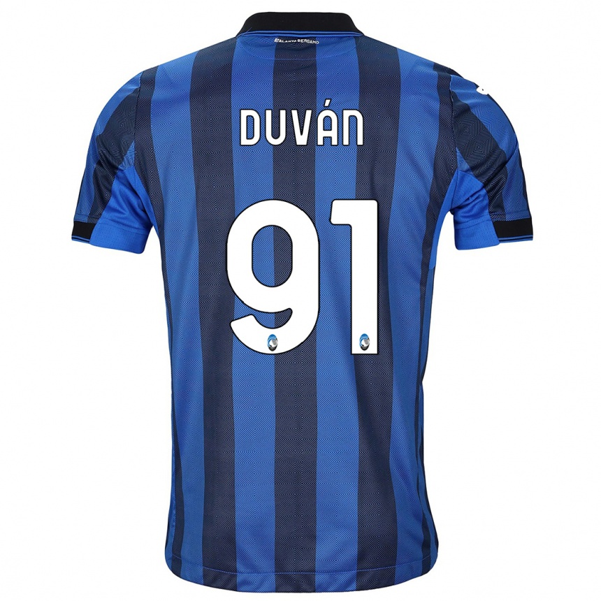 Women  Duvan Zapata #91 Black Blue Home Jersey 2023/24 T-Shirt
