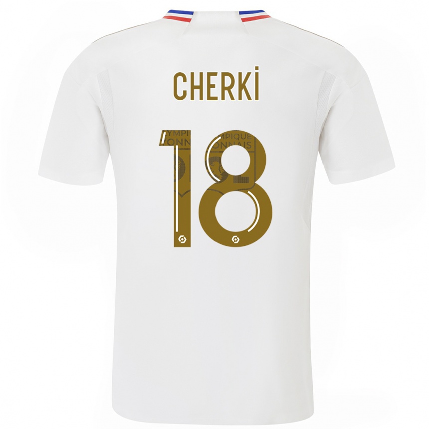 Women  Rayan Cherki #18 White Home Jersey 2023/24 T-Shirt