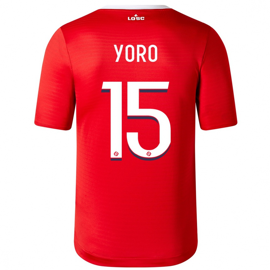 Women  Leny Yoro #15 Red Home Jersey 2023/24 T-Shirt