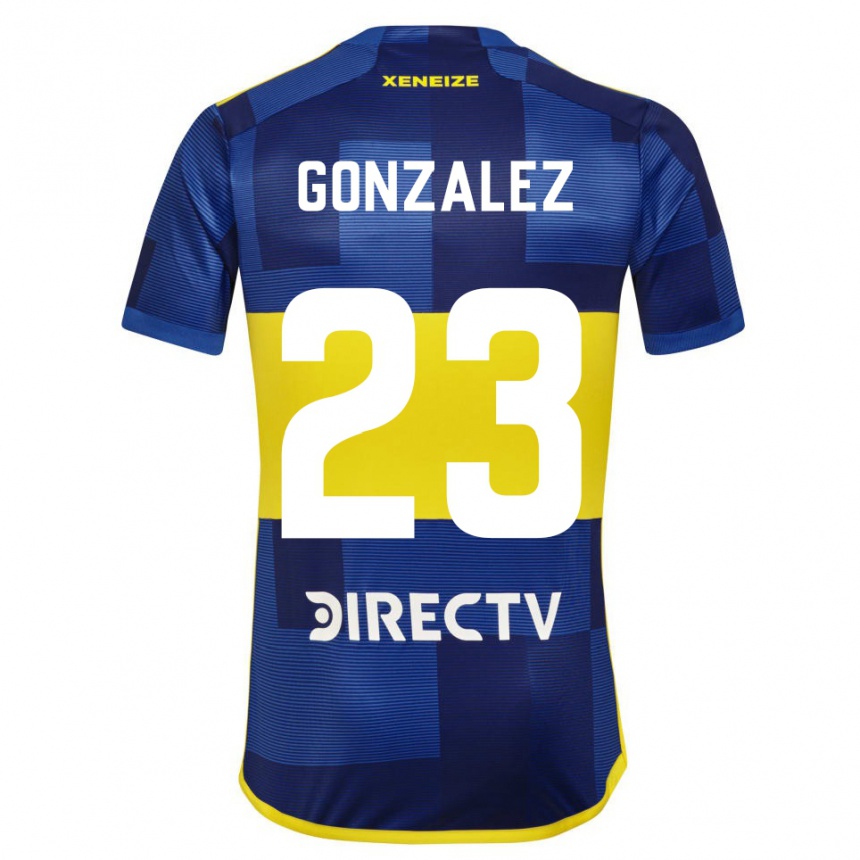 Women  Diego Gonzalez #23 Dark Blue Yellow Home Jersey 2023/24 T-Shirt