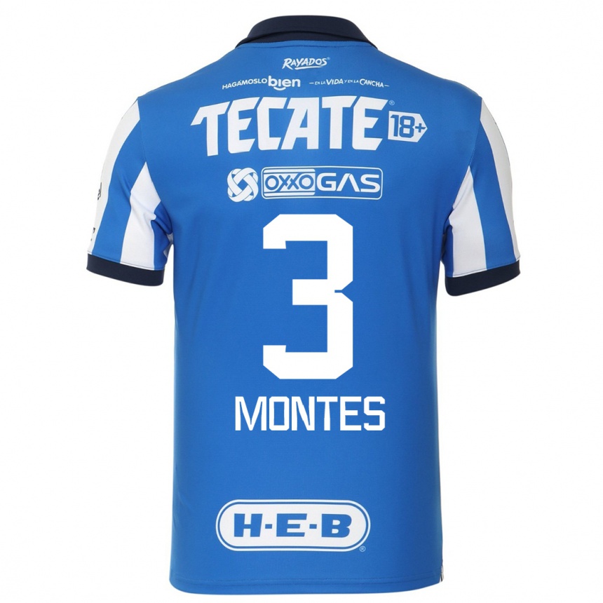 Women  Cesar Montes #3 Blue White Home Jersey 2023/24 T-Shirt