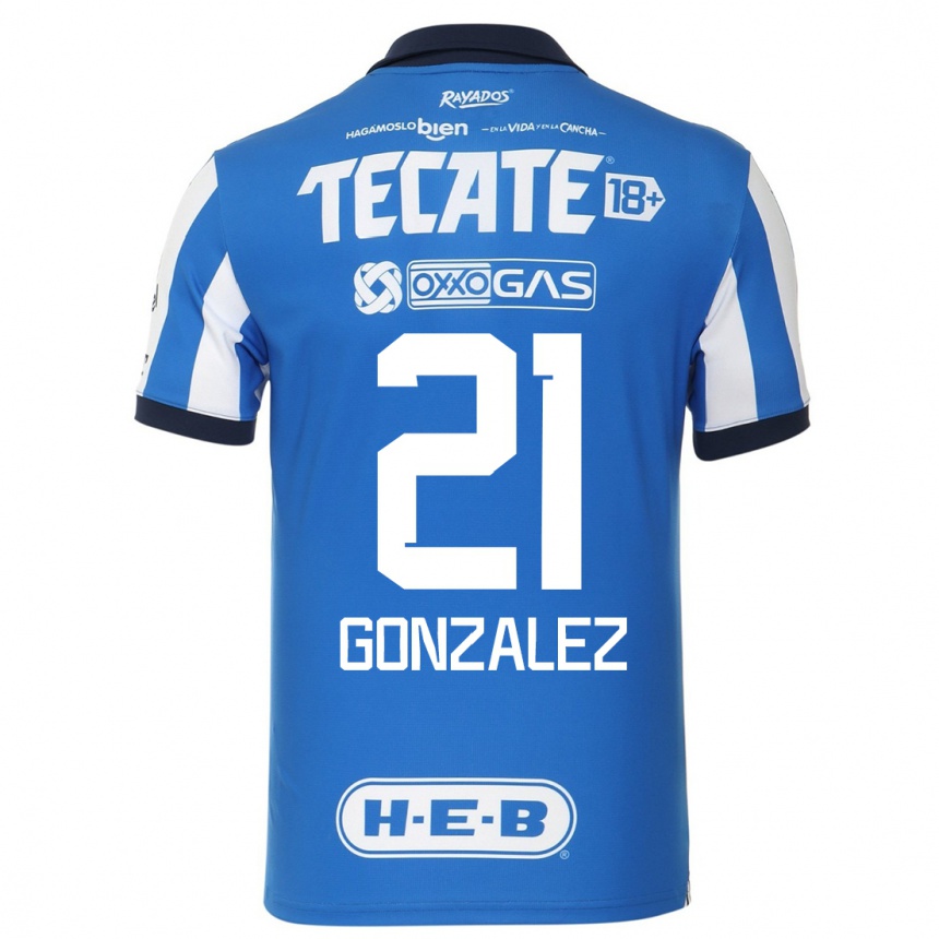 Women  Alfonso Gonzalez #21 Blue White Home Jersey 2023/24 T-Shirt
