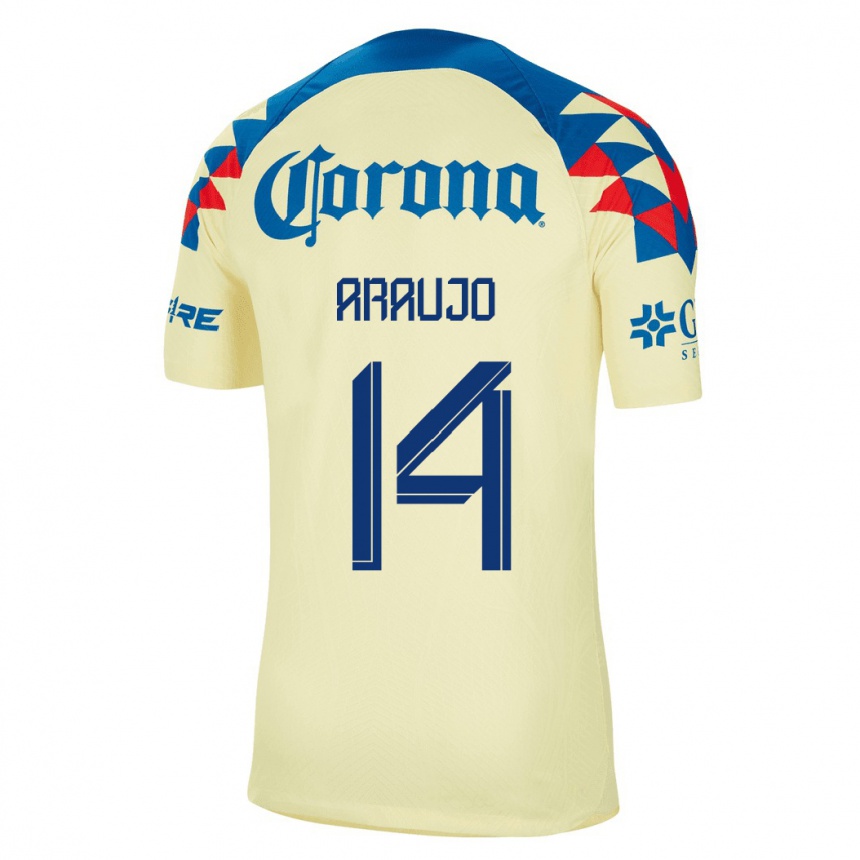 Women  Nestor Araujo #14 Yellow Home Jersey 2023/24 T-Shirt