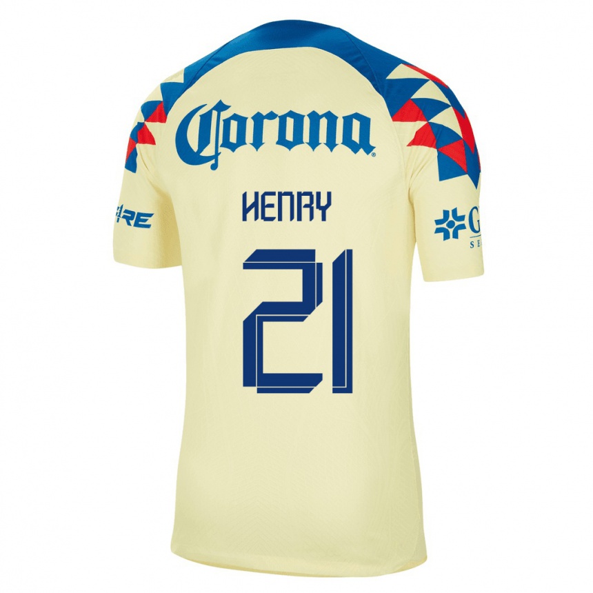 Women  Henry Martin #21 Yellow Home Jersey 2023/24 T-Shirt