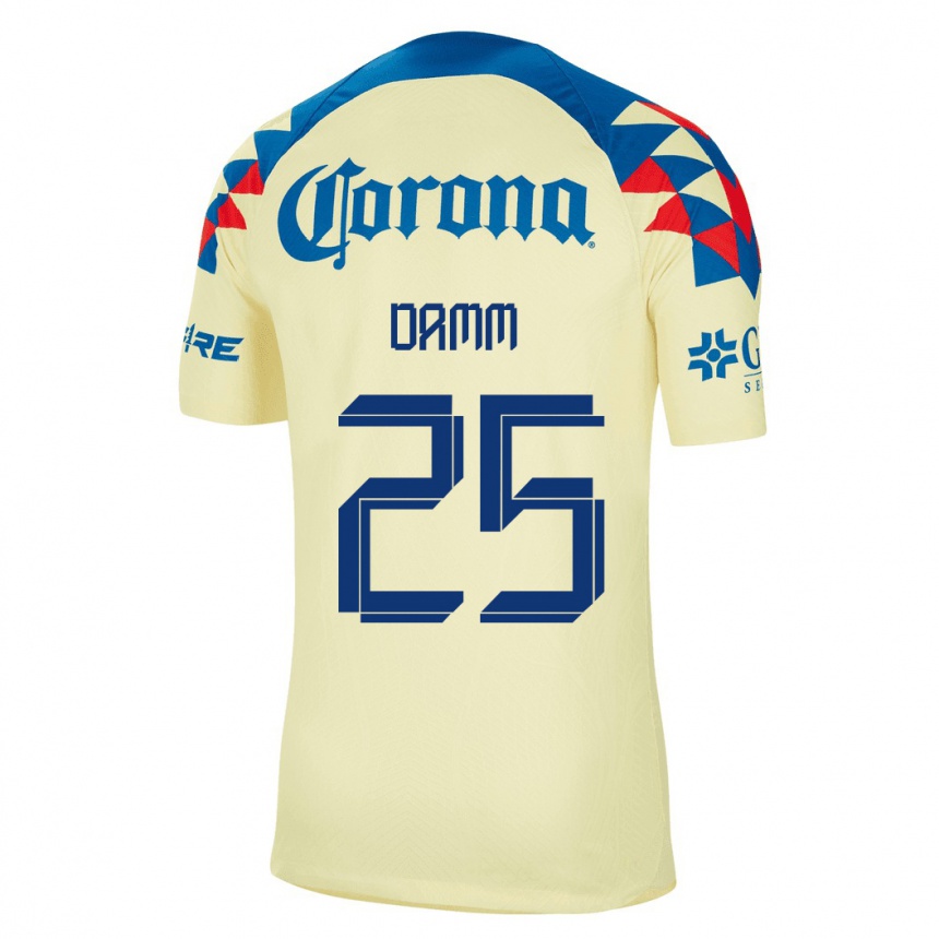 Women  Jurgen Damm #25 Yellow Home Jersey 2023/24 T-Shirt