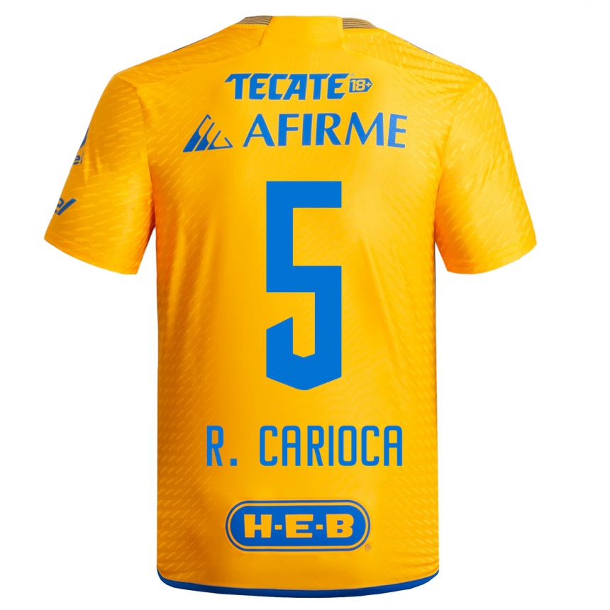 Women  Rafael Carioca #5 Yellow Home Jersey 2023/24 T-Shirt