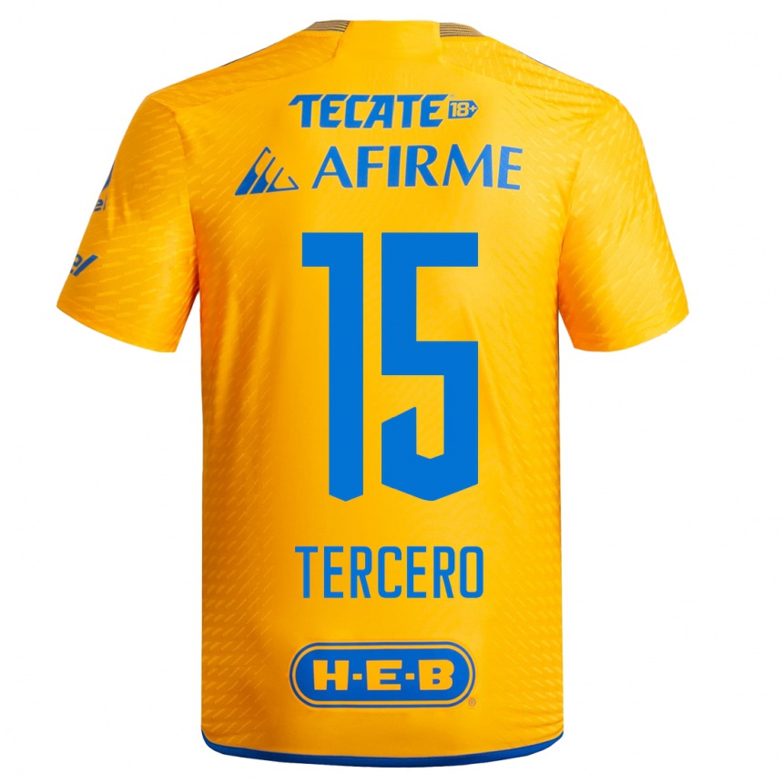 Women  Eduardo Tercero #15 Yellow Home Jersey 2023/24 T-Shirt