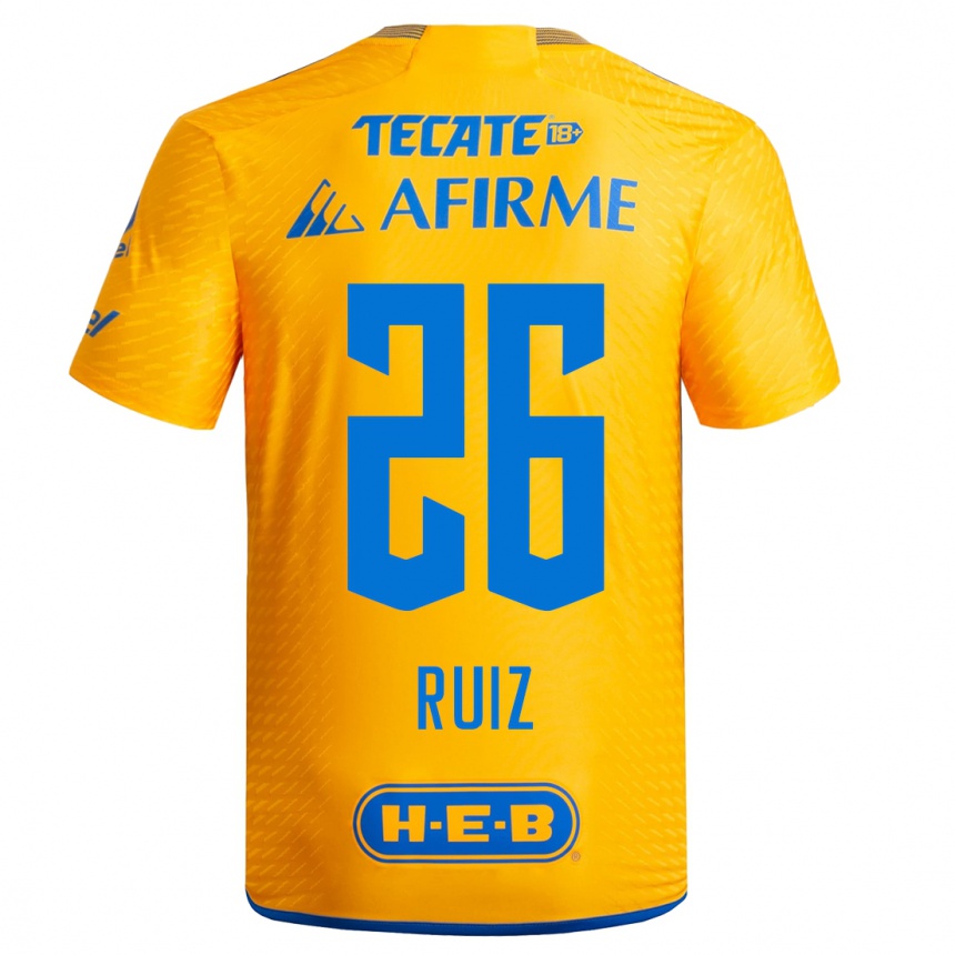 Women  Michel Ruiz #26 Yellow Home Jersey 2023/24 T-Shirt
