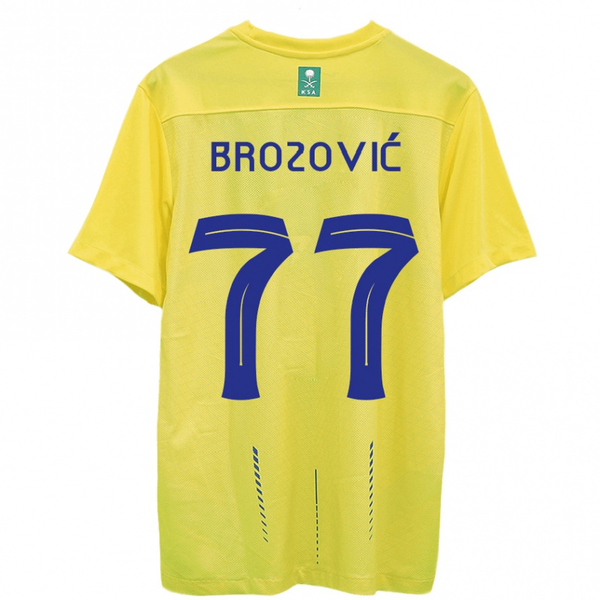 Women  Marcelo Brozovic #77 Yellow Home Jersey 2023/24 T-Shirt