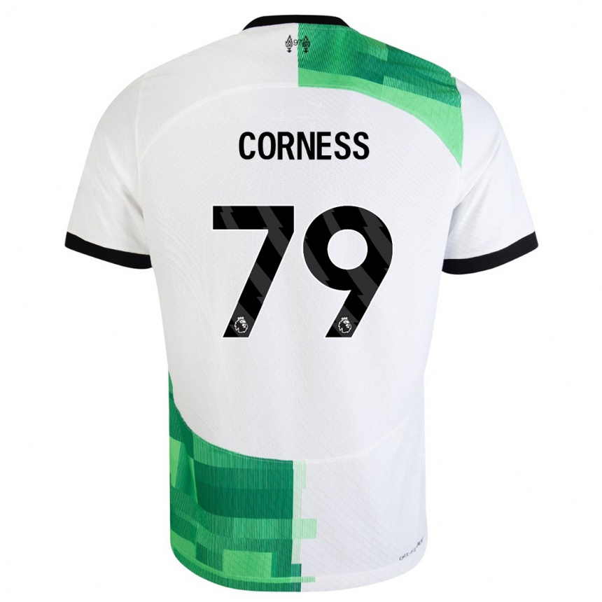 Women  Dominic Corness #79 White Green Away Jersey 2023/24 T-Shirt