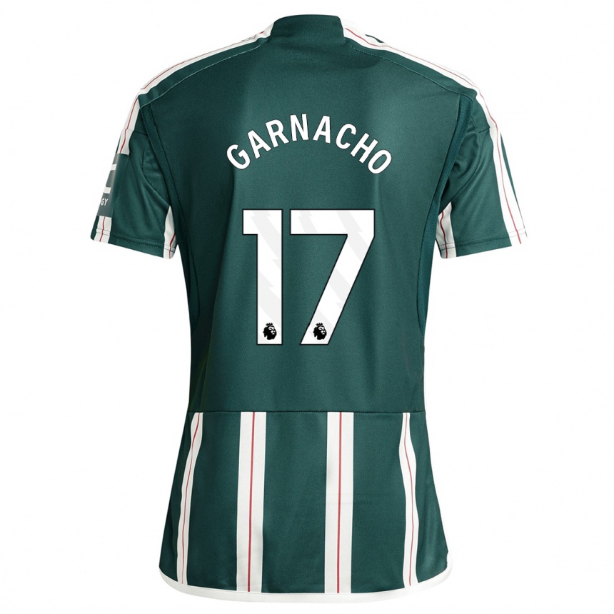 Women  Alejandro Garnacho #17 Dark Green Away Jersey 2023/24 T-Shirt