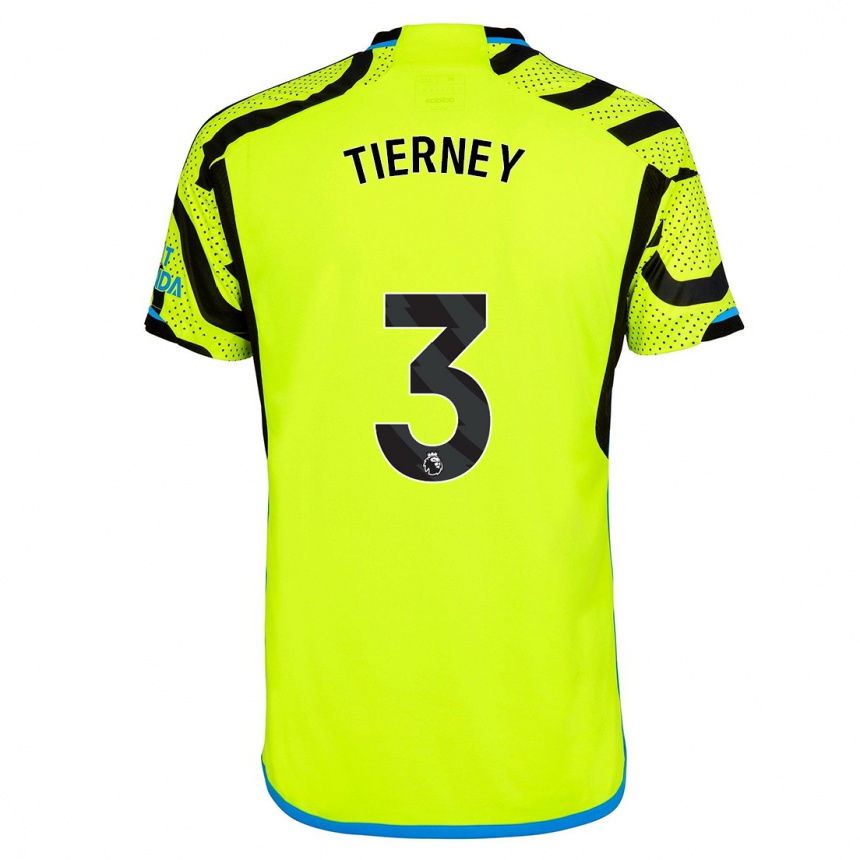 Women  Kieran Tierney #3 Yellow Away Jersey 2023/24 T-Shirt