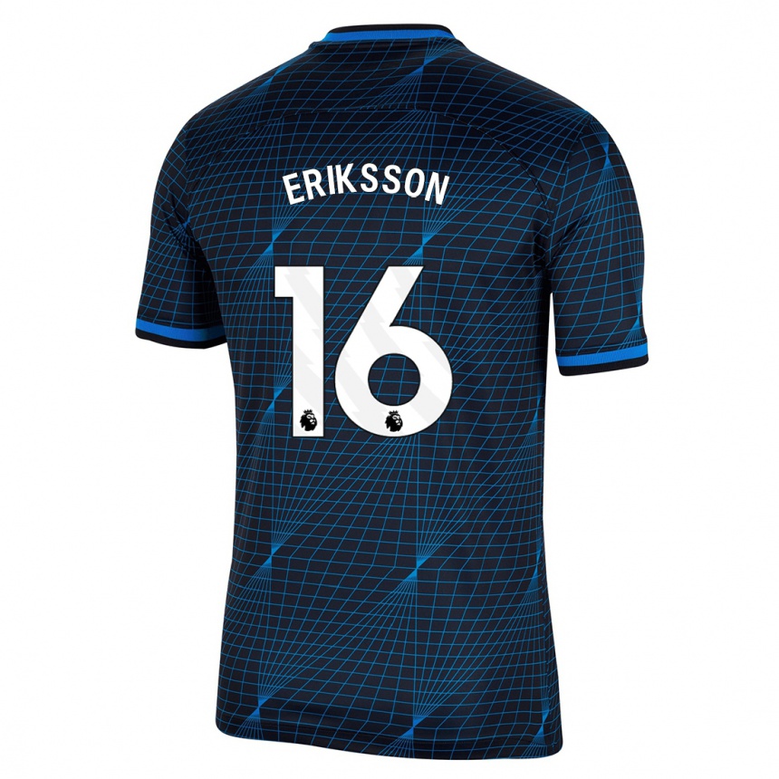 Women  Magdalena Eriksson #16 Dark Blue Away Jersey 2023/24 T-Shirt