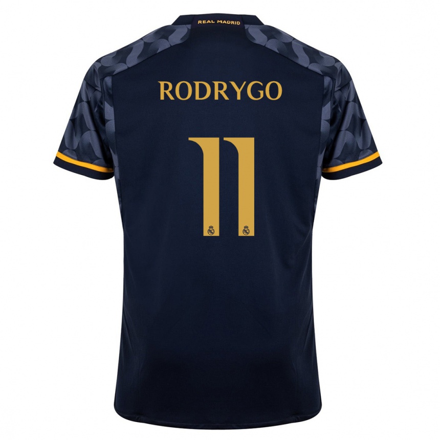 Women  Rodrygo #11 Dark Blue Away Jersey 2023/24 T-Shirt