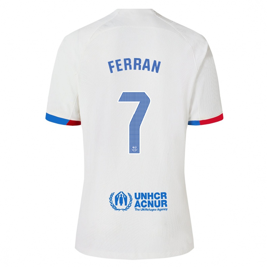 Women  Ferran Torres #7 White Away Jersey 2023/24 T-Shirt