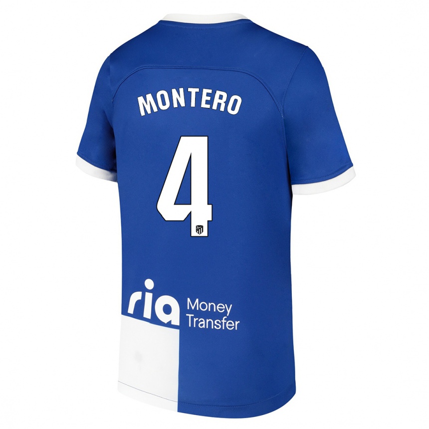 Women  Francisco Montero #4 Blue White Away Jersey 2023/24 T-Shirt