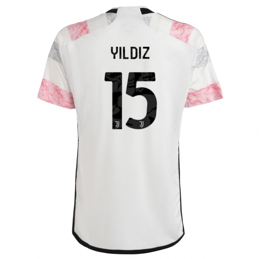 Women  Kenan Yildiz #0 White Pink Away Jersey 2023/24 T-Shirt