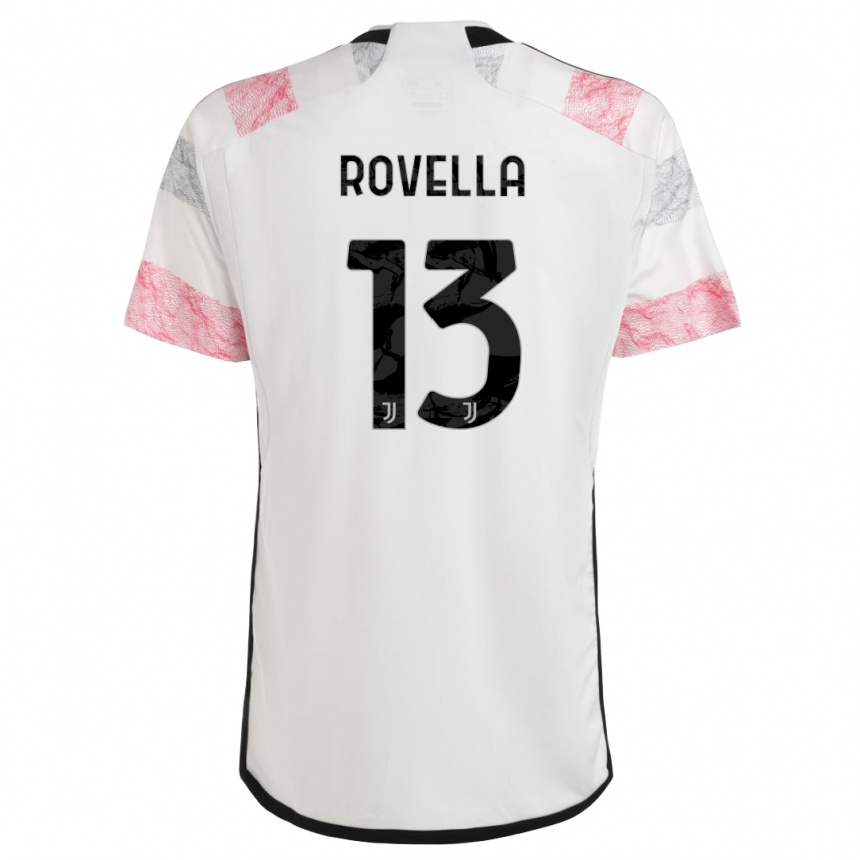 Women  Nicolo Rovella #13 White Pink Away Jersey 2023/24 T-Shirt