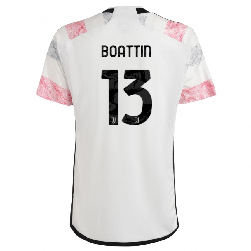 Women  Lisa Boattin #13 White Pink Away Jersey 2023/24 T-Shirt