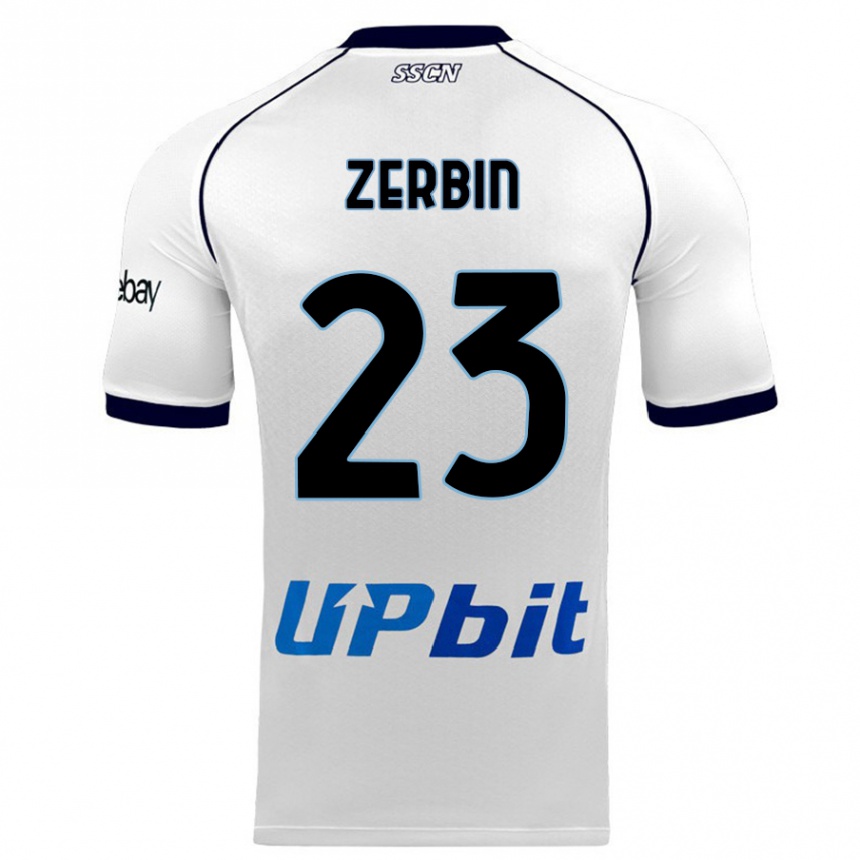 Women  Alessio Zerbin #23 White Away Jersey 2023/24 T-Shirt