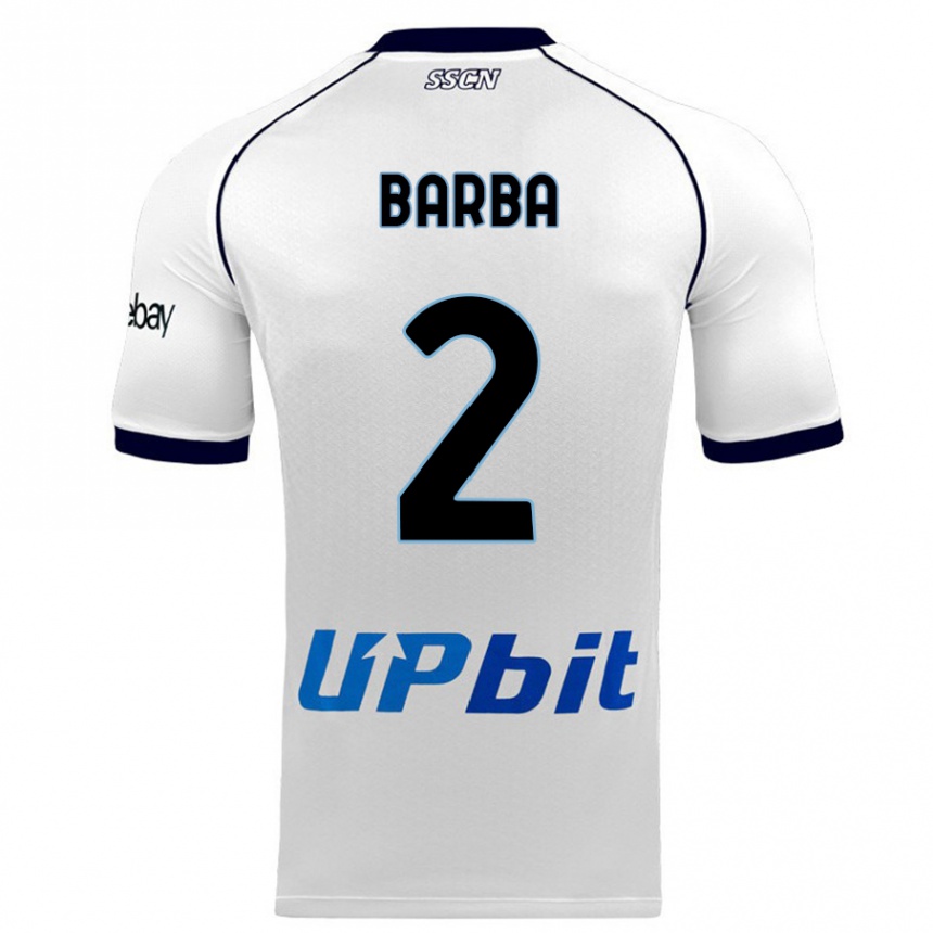 Women  Benedetto Barba #2 White Away Jersey 2023/24 T-Shirt