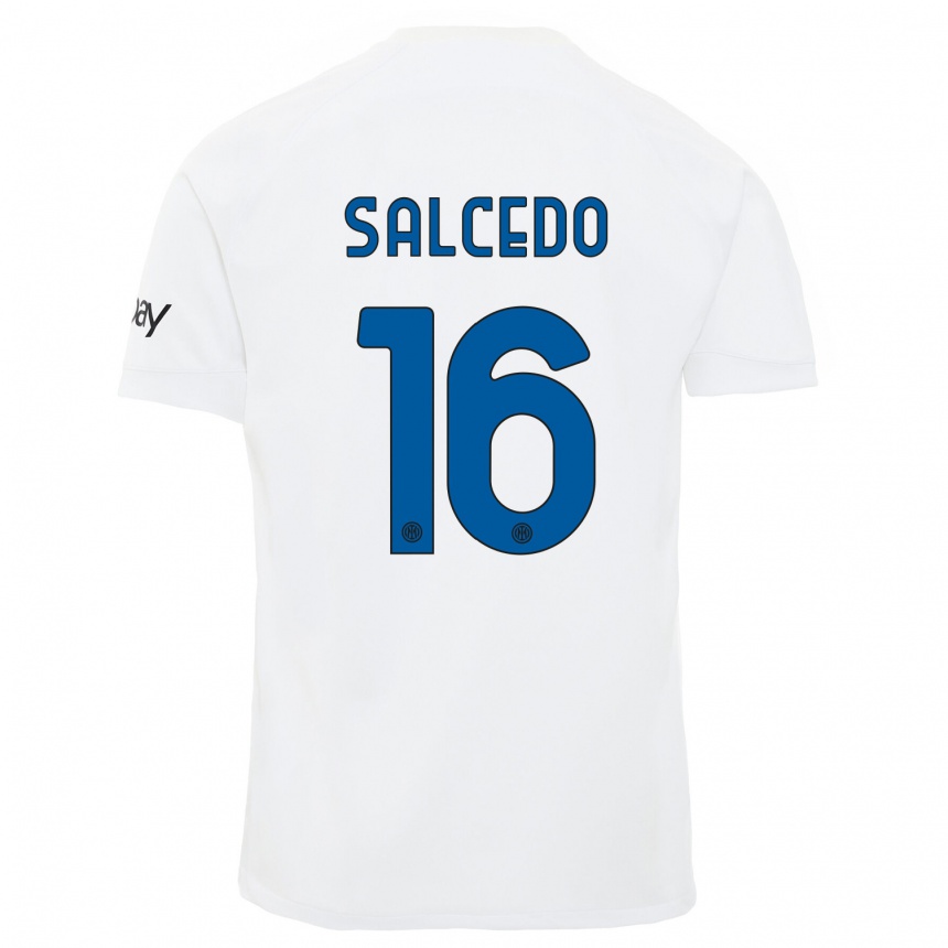 Women  Eddie Salcedo #16 White Away Jersey 2023/24 T-Shirt