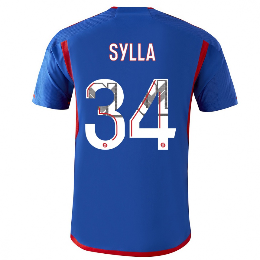 Women  Kysha Sylla #34 Blue Red Away Jersey 2023/24 T-Shirt