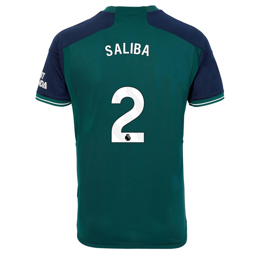 Women  William Saliba #2 Green Third Jersey 2023/24 T-Shirt