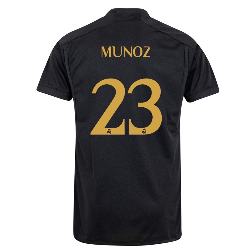 Women  Victor Munoz #23 Black Third Jersey 2023/24 T-Shirt