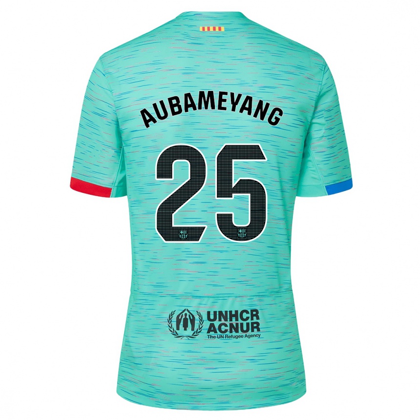 Women  Pierre Emerick Aubameyang #25 Light Aqua Third Jersey 2023/24 T-Shirt