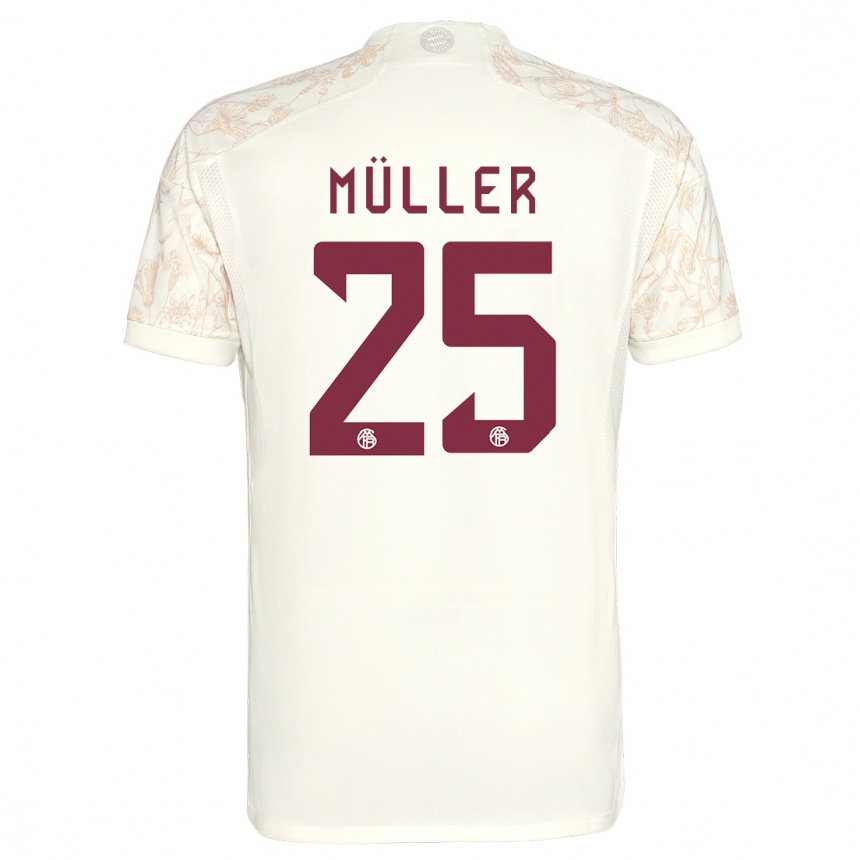 Women  Thomas Muller #25 Off White Third Jersey 2023/24 T-Shirt