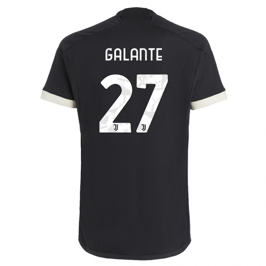 Women  Tommaso Galante #27 Black Third Jersey 2023/24 T-Shirt