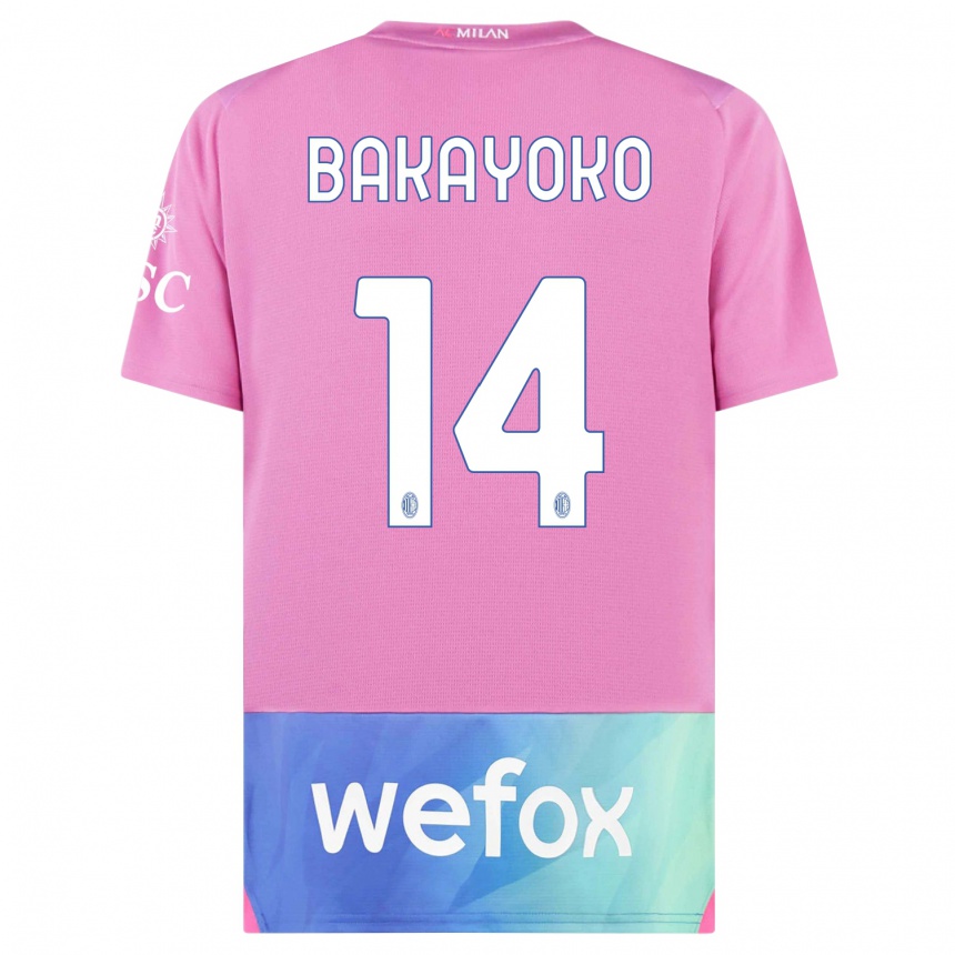 Women  Tiemoue Bakayoko #14 Pink Purple Third Jersey 2023/24 T-Shirt