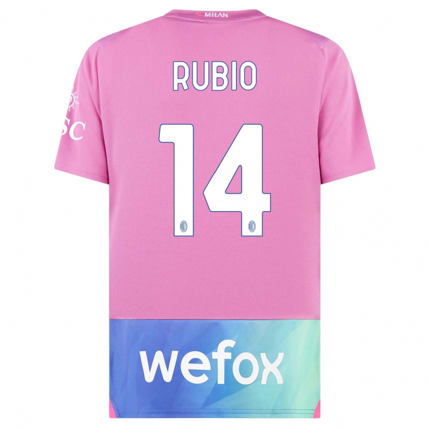 Women  Silvia Rubio #14 Pink Purple Third Jersey 2023/24 T-Shirt